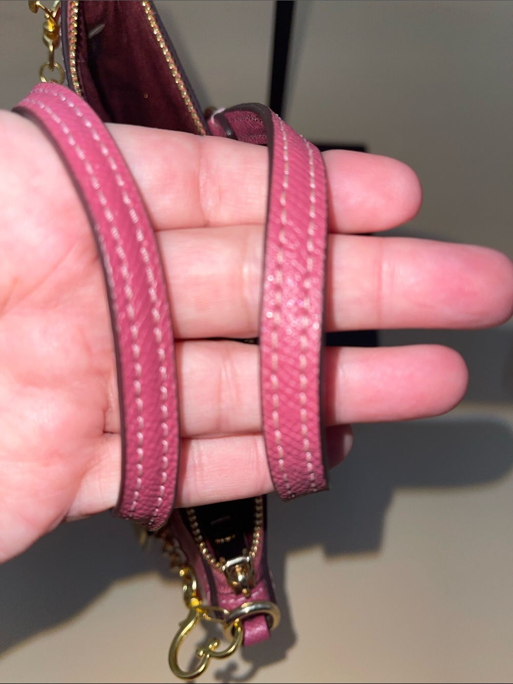Coach Magenta Leather Mini Satchel with Gold Charm Chain - Picture 7 of 7